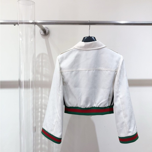 Authentic Gucci White Jacket with Green and Red Accents - Picture 2 of 7
